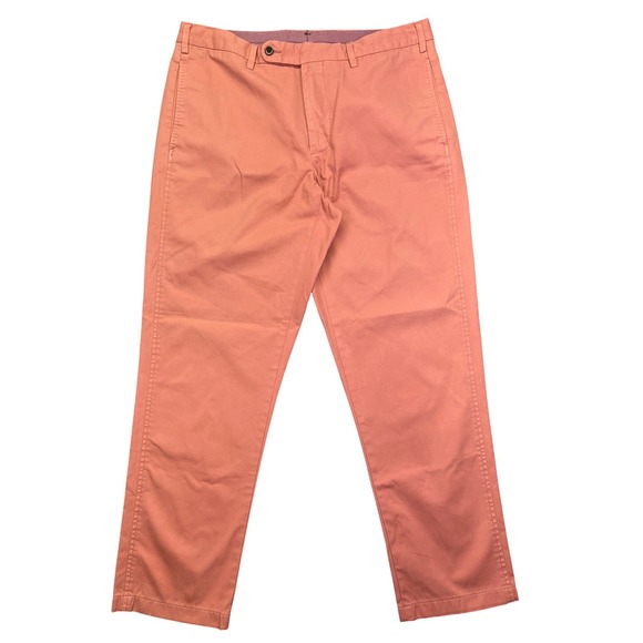 Sid Mashburn Chinos Straight Fit Casual Pants Salmon‎ Pink Cotton Sz 34 Boho - Picture 1 of 9